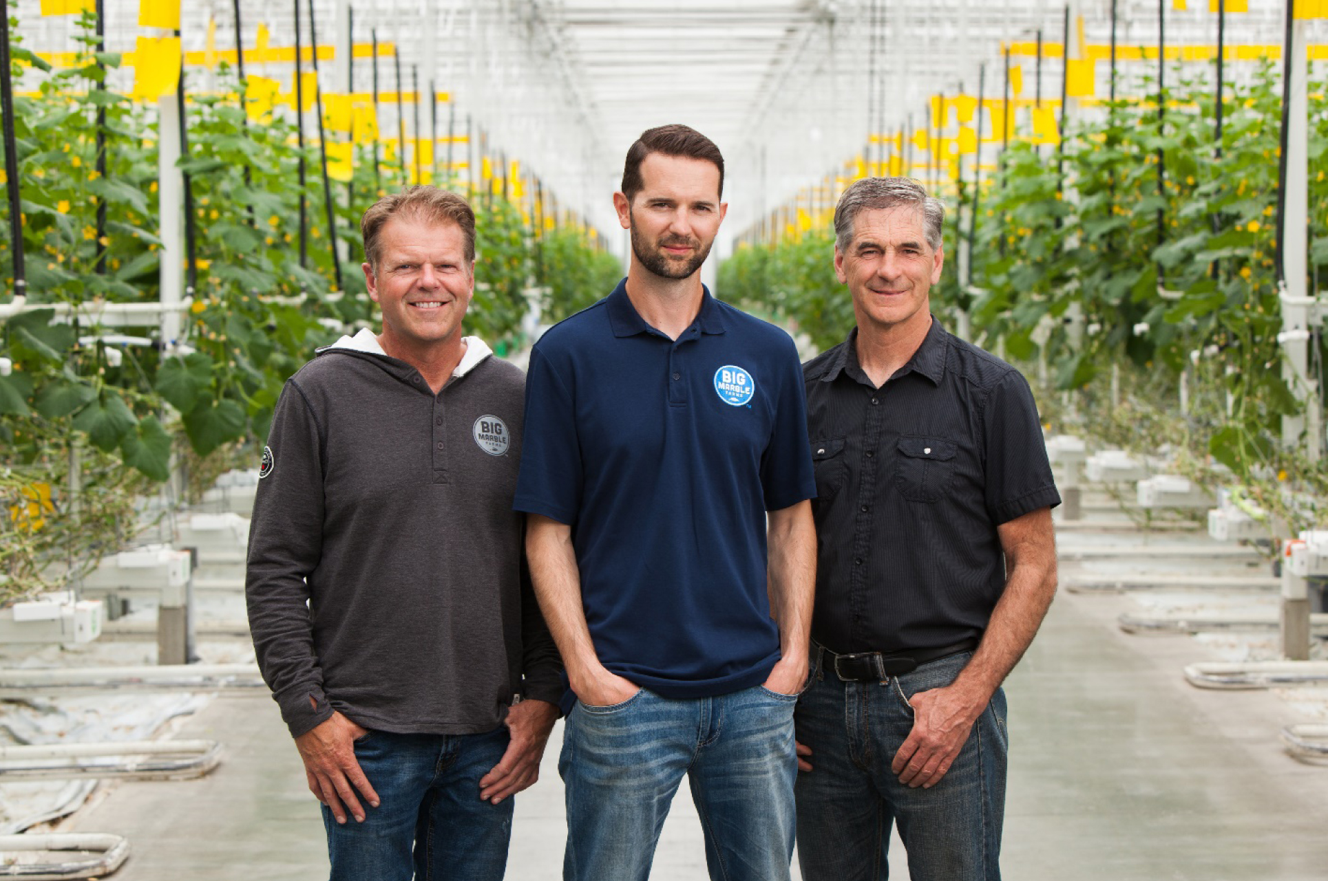 From left to right, Big Marble Farms partners Rick Wagenaar, Ryan Cramer (CEO), and Albert Cramer