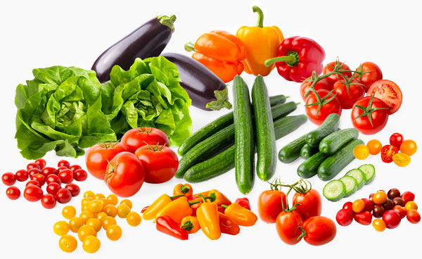 Veggies arranged in a group