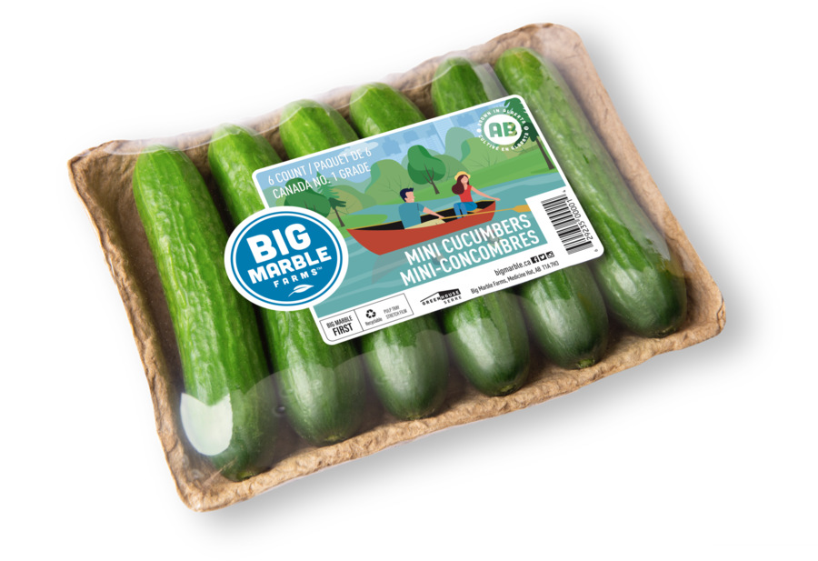 Cucumbers in compostable tray