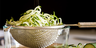 Spiraled Cucumbers Draining