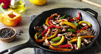 Skillet fried peppers and beef